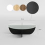 Hanah Home Lily Mesa de Centro Negra con Cristal Templado